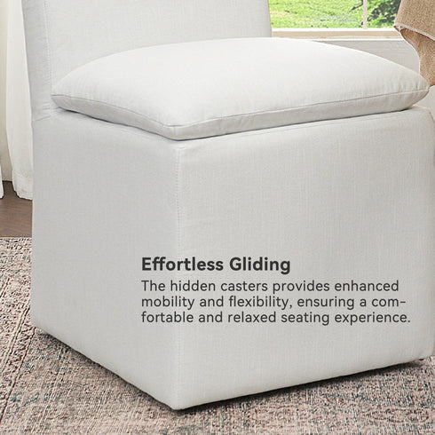 Diane Performance Dining Side Chair with Casters - Fully Upholstered Dining Chair | Dining Chairs with Wheels | Kinwell Furniture | Most Comfortable Dining Chairs